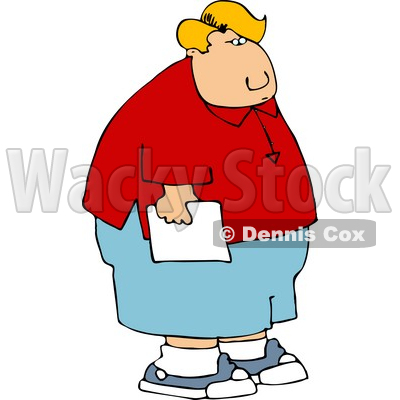 Fat School Boy Holding His Homework Clipart   Dennis Cox  4627
