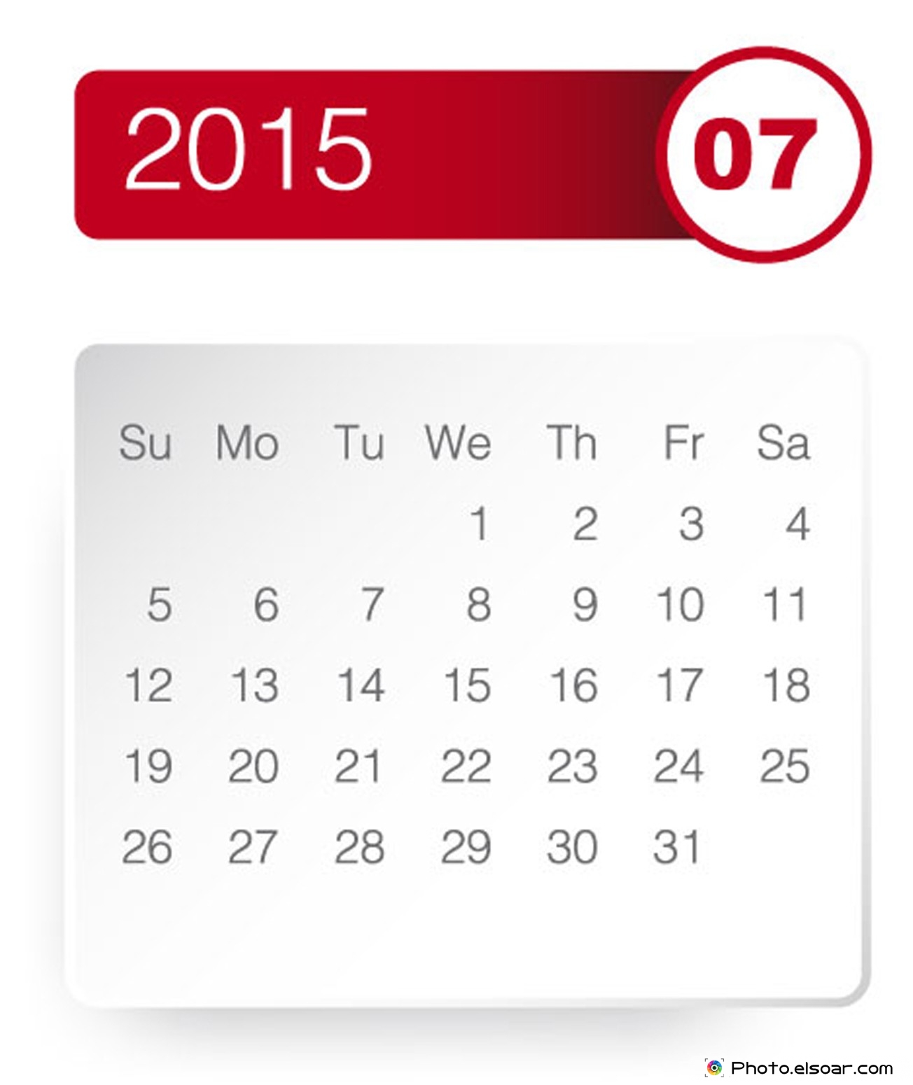 Free Printable 2015 Monthly Calendar   Elsoar