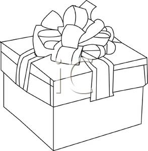     Gift Wrapped In A Box With A Bow   Royalty Free Clipart Picture