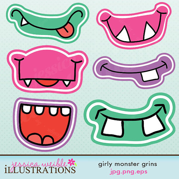 Girly Monster Grins Cute Printable Birthday By Jwillustrations
