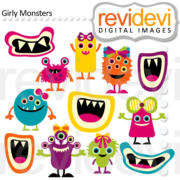 Girly Monsters Clipart Are So Cute For Crafts Scrapbooking And