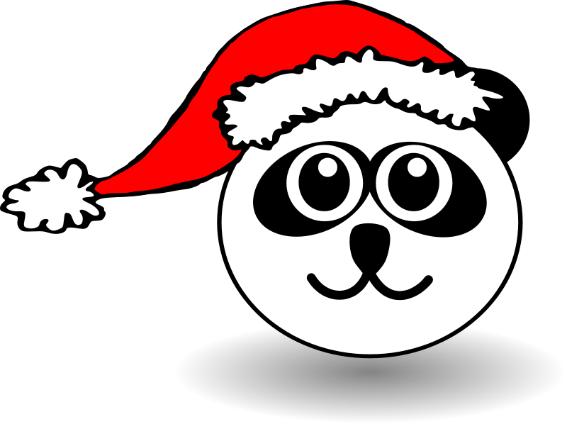 Hat 102916 Funny Panda Face Black And White With Santa Claus Hat Png