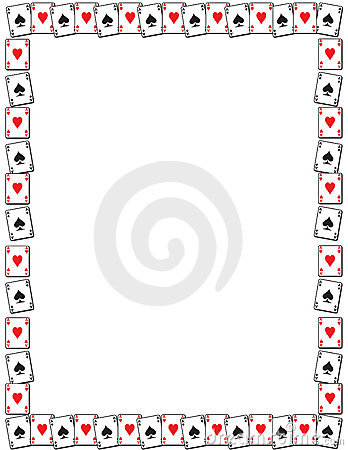 Illustrated Playing Card Border With Blank White Text Or Photo Space