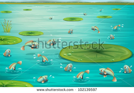 Illustration Of Fish Jumping In A Pond   Eps Vector Format Also