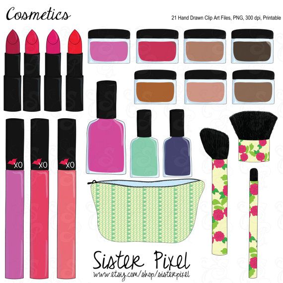 Make Up Clip Art 21 Hand Drawn Cosmetic Png Files By Sisterpixel  4