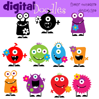Our Products    Flower Monsters Digital Clip Art