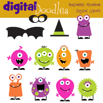 Our Products    Halloween Monsters Digital Clip Art