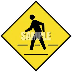 Pedestrian Crossing Warning Road Sign   Royalty Free Clipart Picture