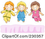 Royalty Free Rf Clipart Illustration Of Happy Girls Jumping On A Bed