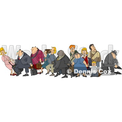 Clipart Illustration Of A Crowded Group Of Travelers Male And Female