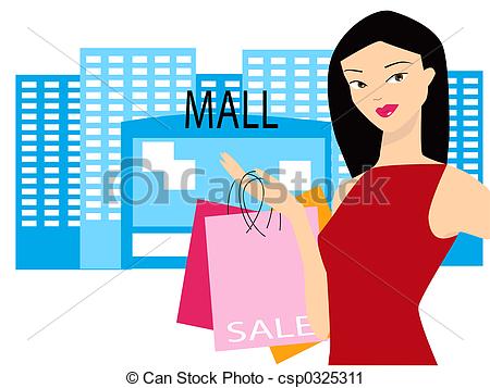 Clipart Of Mall Sale   Illustration Of A Woman Carrying Shopping Bags