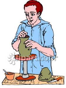 Man Making Vase From Clay   Royalty Free Clipart Picture