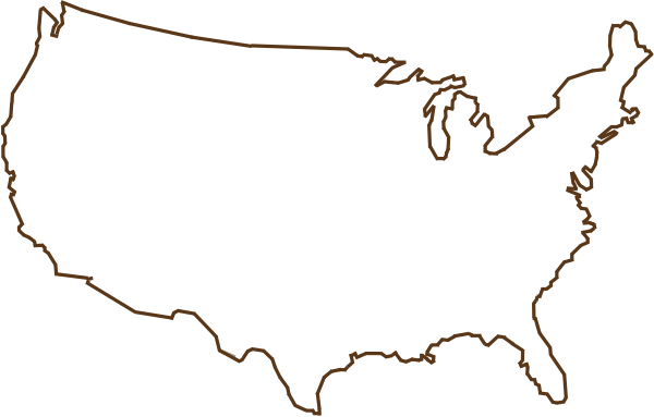 Outline Of United States Map Brown Clip Art   Vector Clip Art