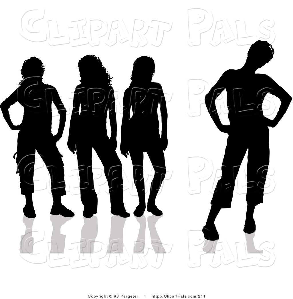 Pal Clipart Of A Group Of Four Black Silhouetted Women With Attitudes