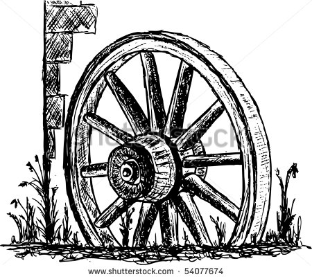 Western Wagon Clipart Vector   Ancient Wagon Wheel
