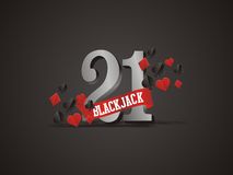 21 Blackjack Poster Backdrop With Playing Card Symbols Stock Photos