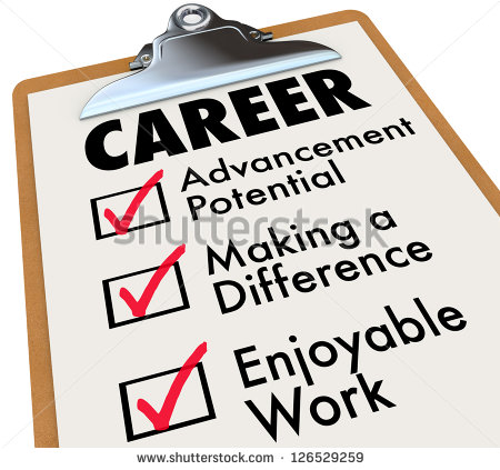 Checklist On A Wooden Clipboard With The Word Career And The Top