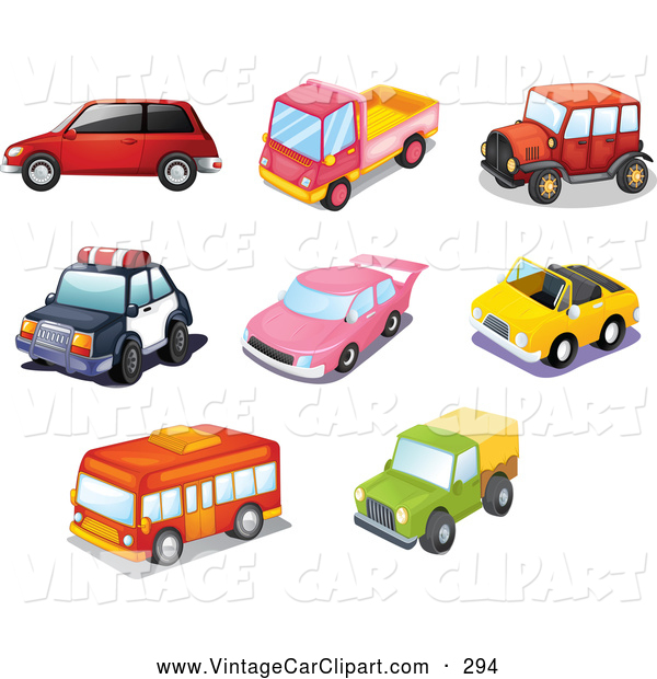 Clipart Of A Group Eight Cars Buses And Trucks Pictures