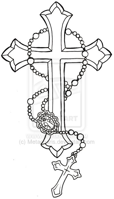 Cross With Rosary Tattoo By Metacharis On Deviantart