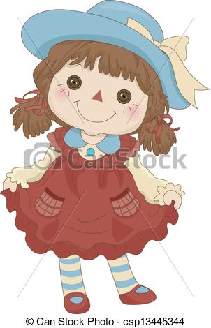 Eps Vector Of Toy Rag Doll   Illustration Of A Toy Rag Doll Standing