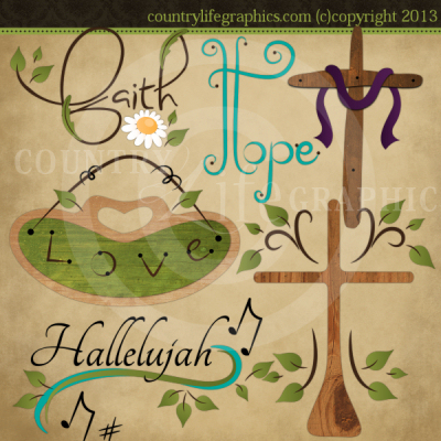 Faith Hope   Love Clipart Inspirational Clipart   Country Life