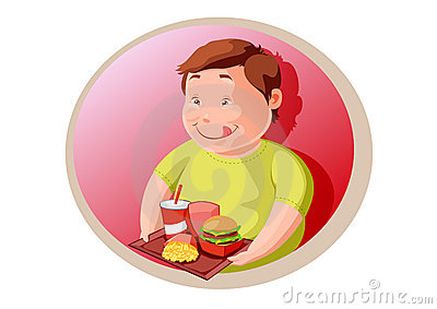 Hungry Fat Child With Junk Food Royalty Free Stock Photography   Image