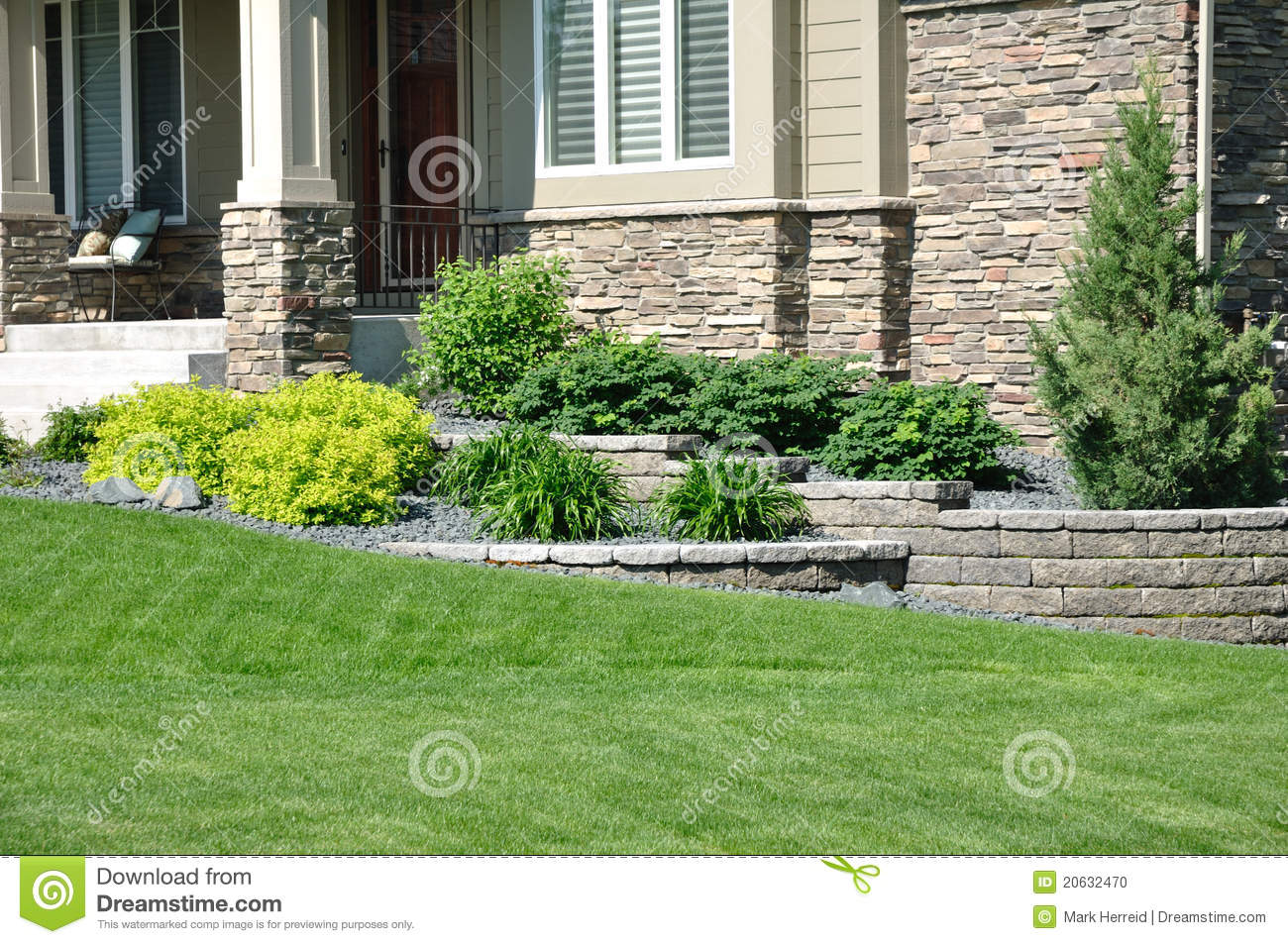 Landscaping And Retaining Wall Stock Photo   Image  20632470