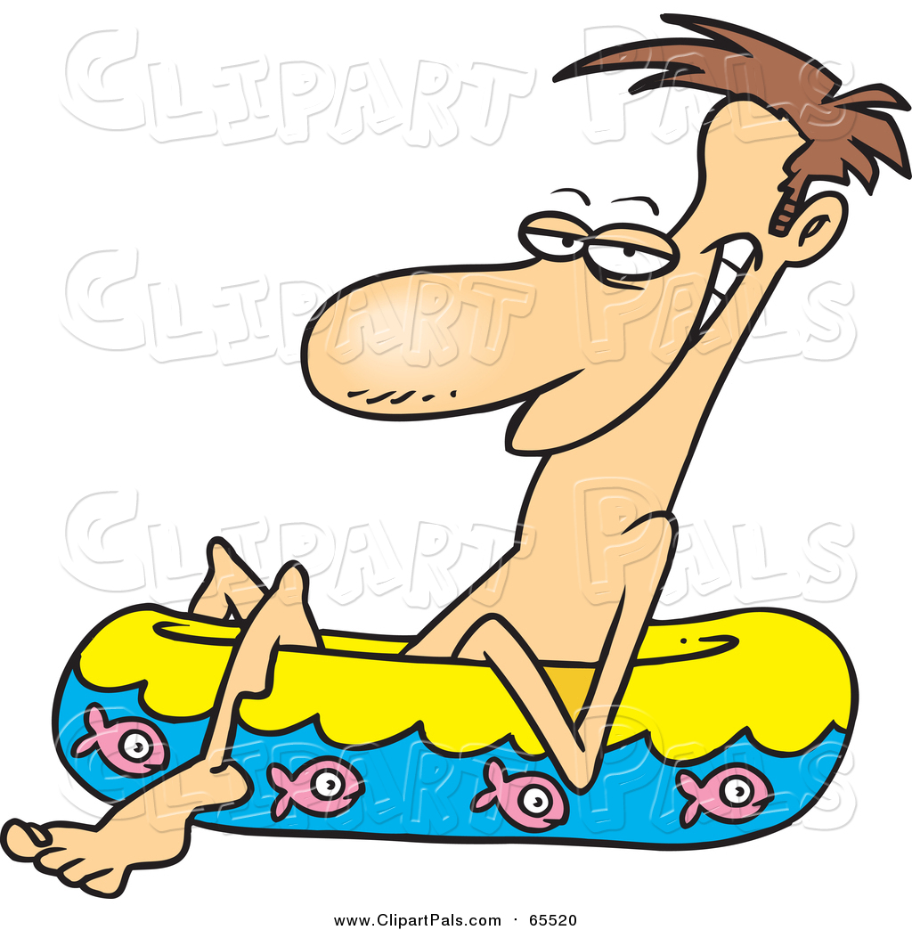 Larger Preview  Pal Clipart Of A Cartoon Grinning White Man Relaxing    