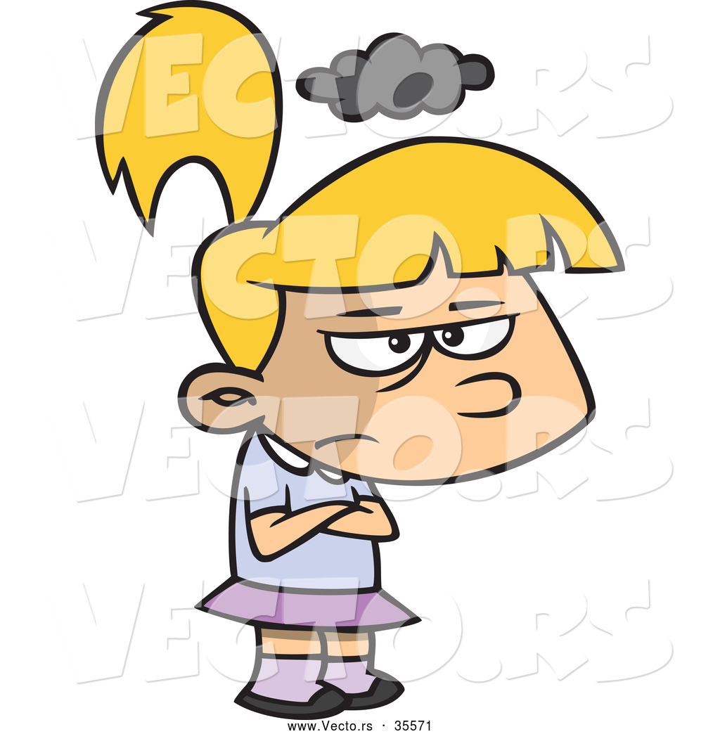 Mad Cartoon Girl With A Storm Cloud Over Her Head Angry Cartoon Girl