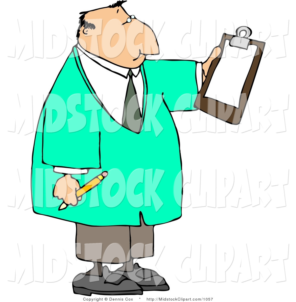 Man Reading Checklist On Clipboard And Holding A Pencil By Djart