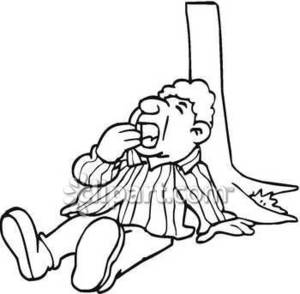 Man Yawning Relaxing Under A Tree Royalty Free Clipart Picture