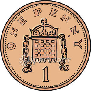 Realistic British Penny   Royalty Free Clipart Picture