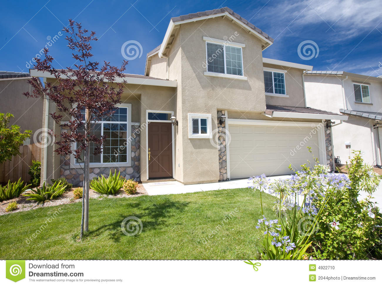 Residential Home Exterior Front With Landscaping Stock Photo   Image    