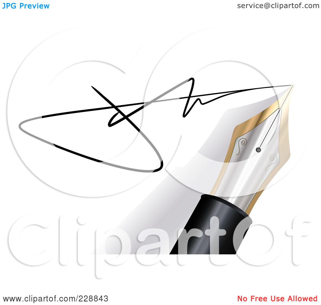 Royalty Free  Rf  Clipart Illustration Of A 3d Fountain Pen Writing A