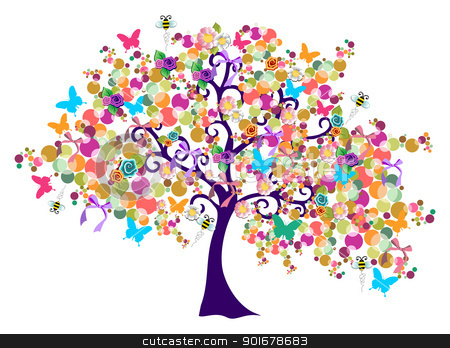 Spring Time Tree Stock Vector Clipart Isolated Abstract Spring    