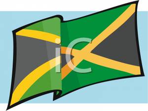 The Waving Jamaican Flag   Royalty Free Clipart Picture
