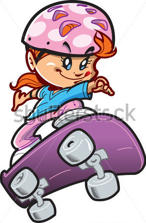 Tough Girl Skateboarder With Attitude Doing A Cool Stunt Stock Vector