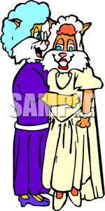 Two Cats Getting Married   Royalty Free Clipart Picture
