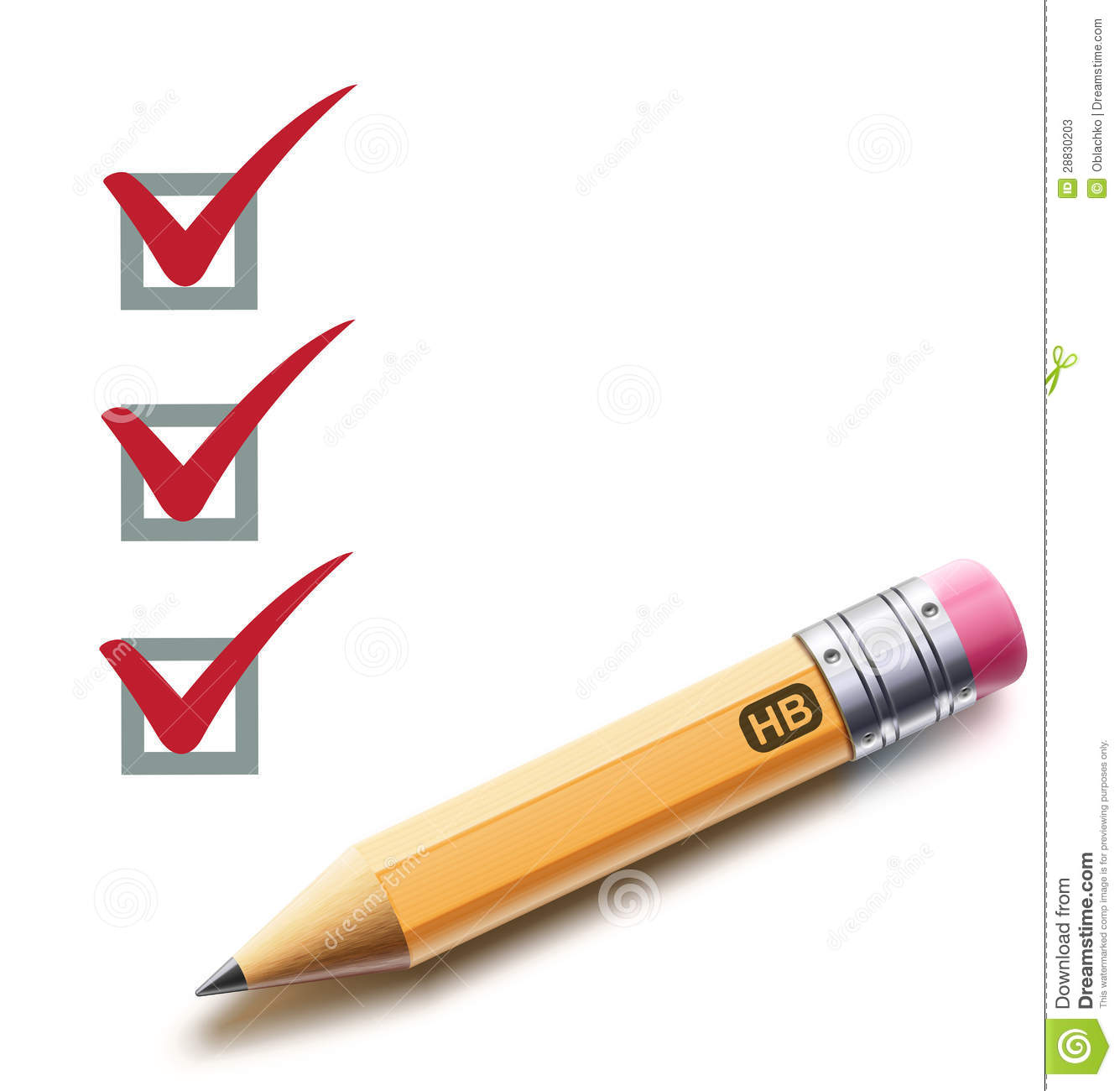 Vector Illustration Of A Checklist With A Detailed Pencil Checking Off