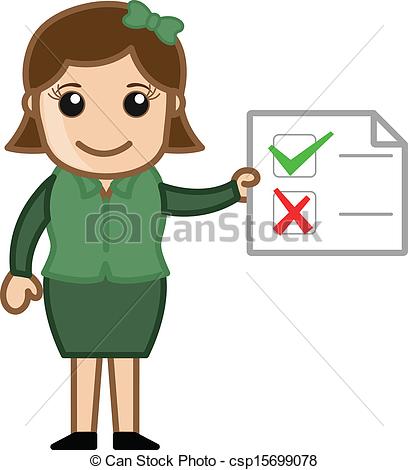 Vectors Illustration Of Checklist   Business Cartoon Vector   Woman