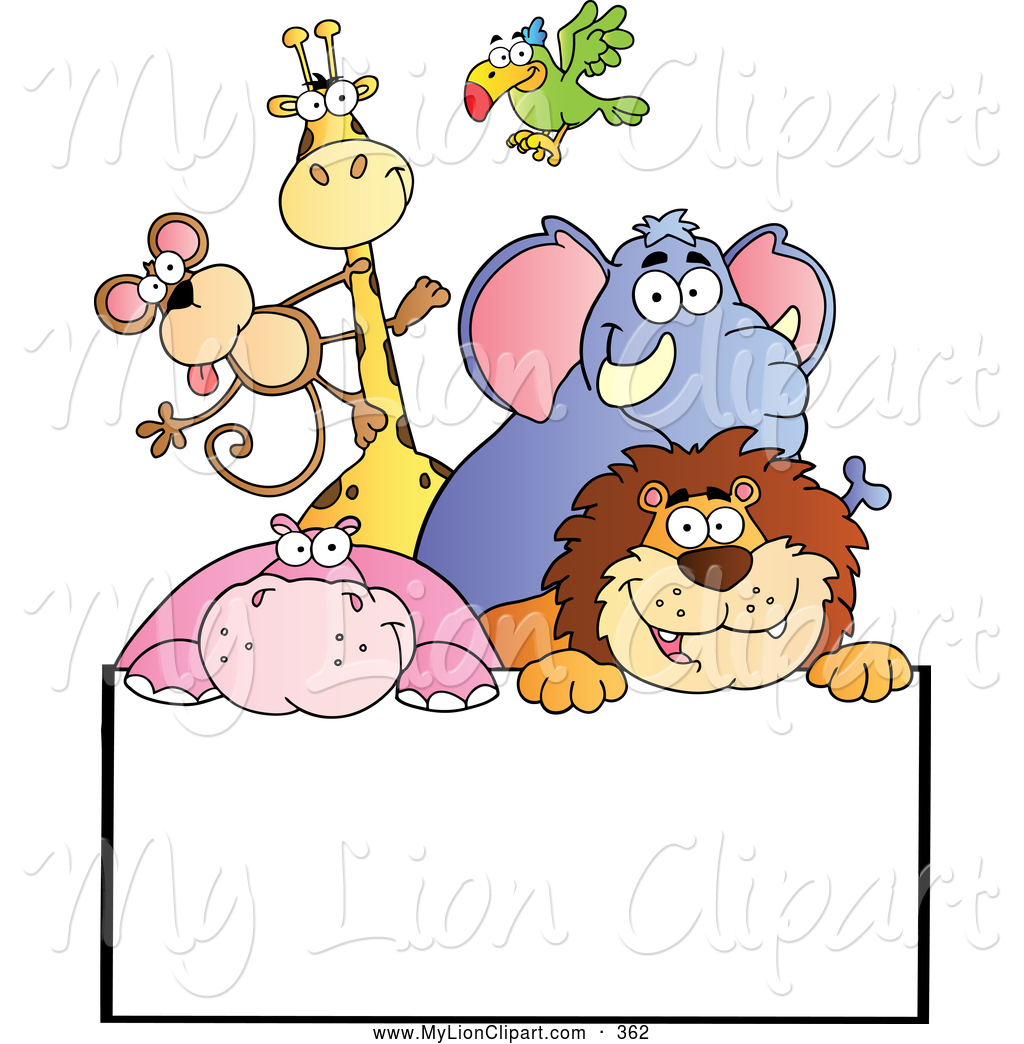 Zoo Clipart Clipart Of A Friendly Group Of Zoo Animals Over A Sign By    