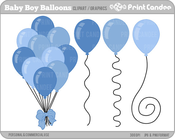 Baby Boy Balloons   Digital Clip Art   Personal And Commercial Use    