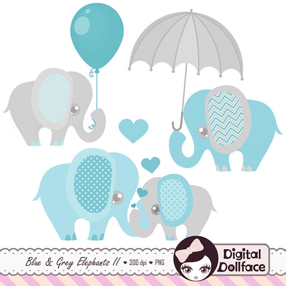 Baby Boy Elephant Clipart Cute Elephant Clip By Digitaldollface