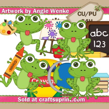 Back To School Frogs Clipart   Designer Resources