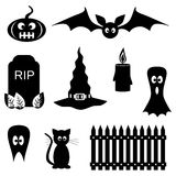 Black And White Halloween Symbols Royalty Free Stock Images