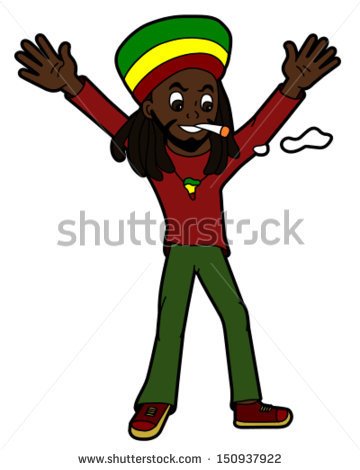 Celebrating Rastafarian Cartoon   Illustration Isolated On A White