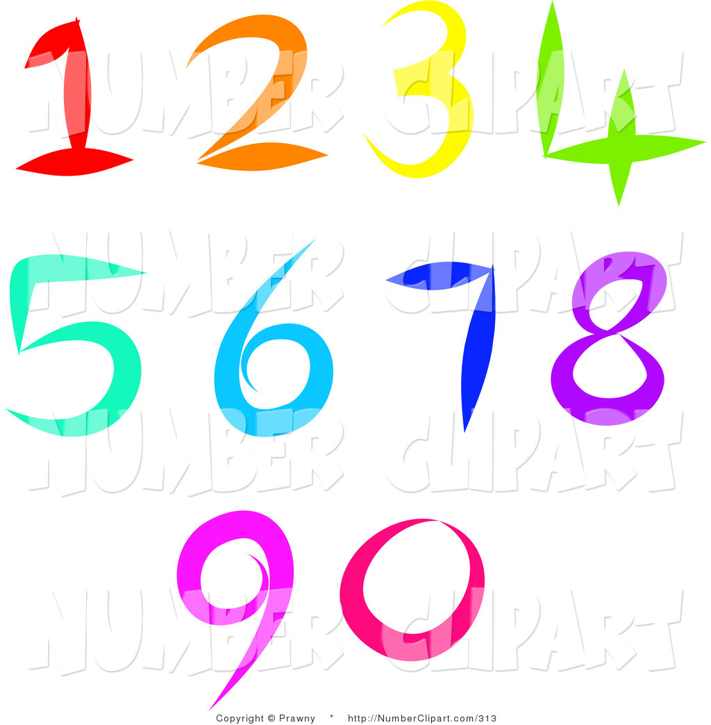 Clip Art Of A Colorful Digital Collage Of Rainbow Numbers By Prawny