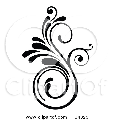 Clipart Illustration Of A Curly S Shaped Scroll In Black And White By