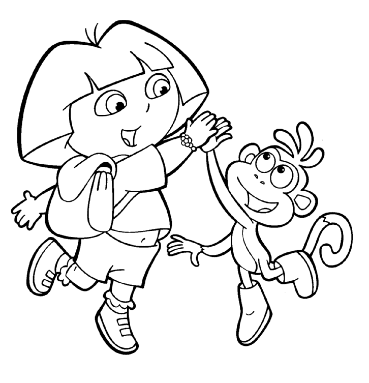 Dora The Explorer Coloring Pages Featuring Dress Up Dora Boots Isa    