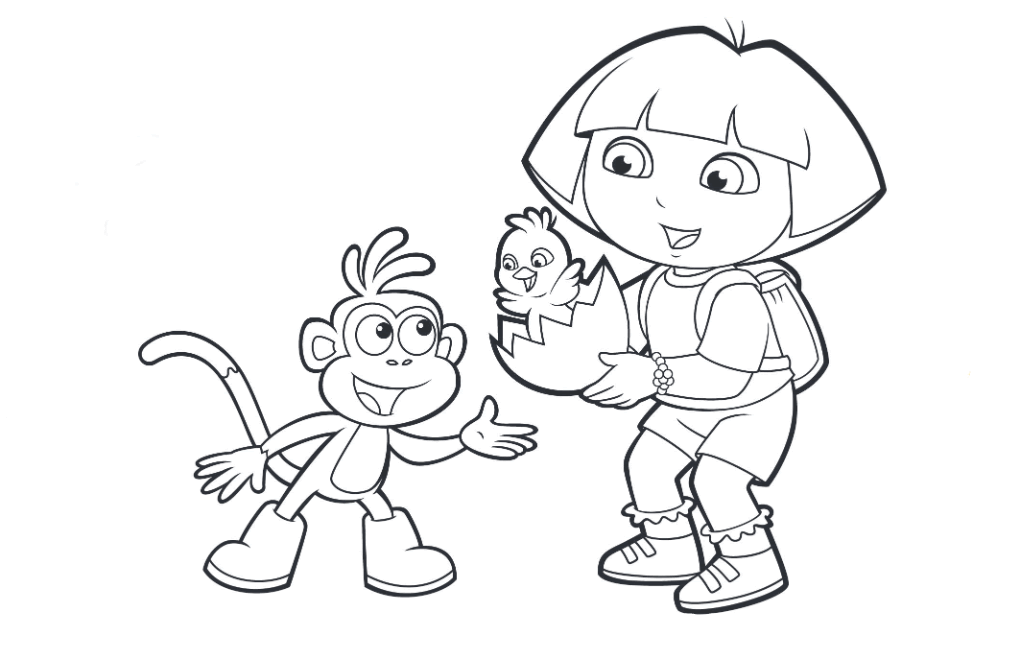 Explorer Coloring Pages Featuring Dress Up Dora Boots Isa Benny And